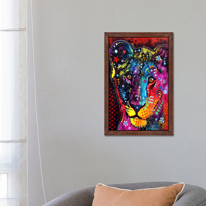 Young Lion by Dean Russo - Floater Frame Print on Canvas, 66.04 cm H x 45.72 cm W, Brown