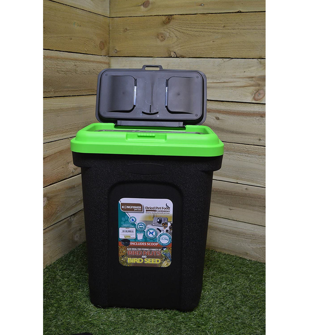 Samuel Alexander 30L Pet Food Storage Tub - 2 Pack - Black Plastic - Hinged Lid with Snap Lock - Image 2