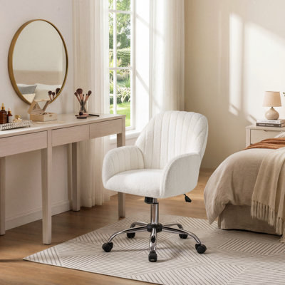 Chaise de bureau pivotante en velours avec accoudoirs Jobin