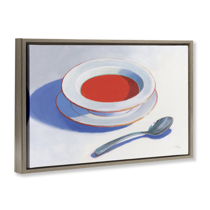 «Soup Du Jour», toile grise encadrée par Wellington Studio, Cadre flottant orme Montalcino, H 21 po x l 31 po