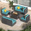 Ensemble de conversation pour patio 7 pièces en osier avec haut foyer et table basse-1885160852-1885160861