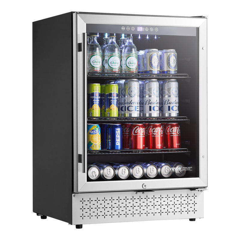 Beverage Refrigerator Cooler 154 Can Mini Soda Beer Cooler Fridge Glass Door