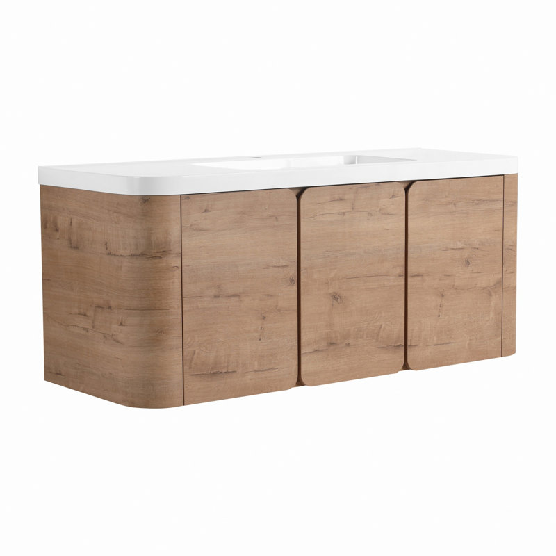 Meuble-lavabo mural avec lavabo en résine, porte à fermeture en douceur, 48"