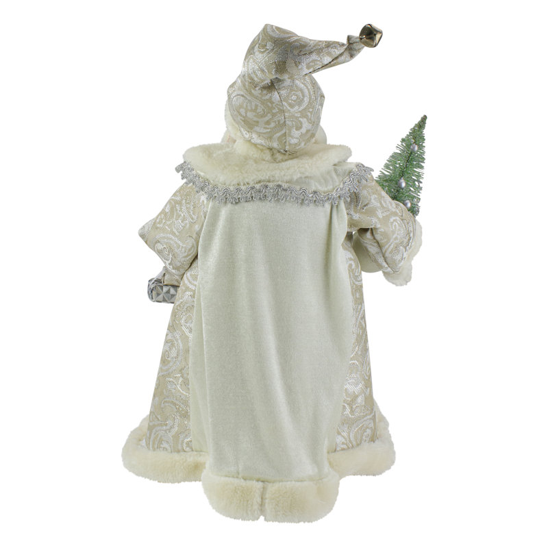 Ivory Santa Claus Figurine with Tree and Presents, 20"