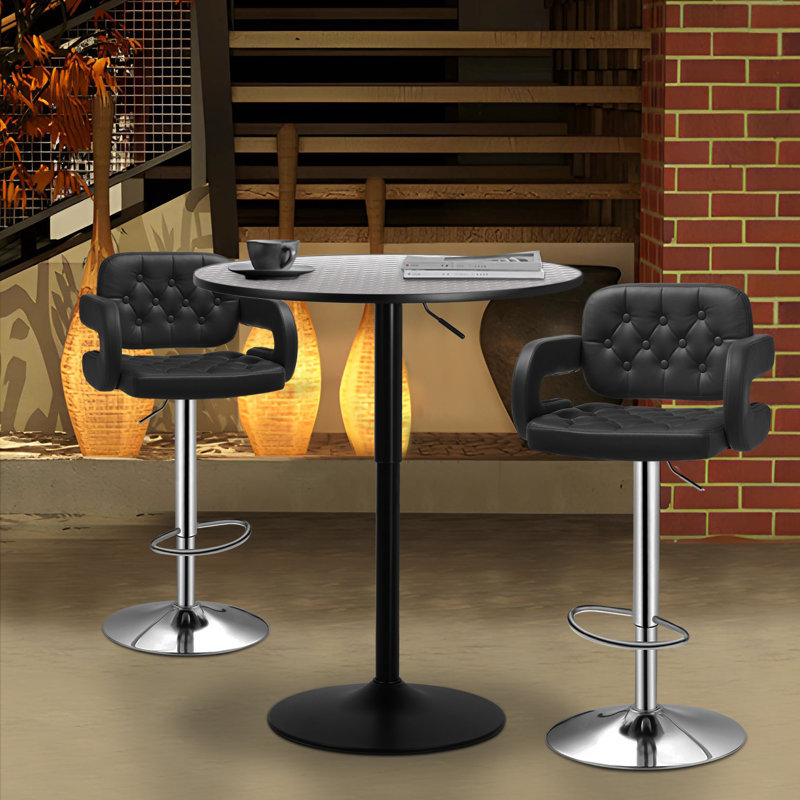 Ensemble de tabourets de bar 3 pièces Ferdinando, Argent, Noir