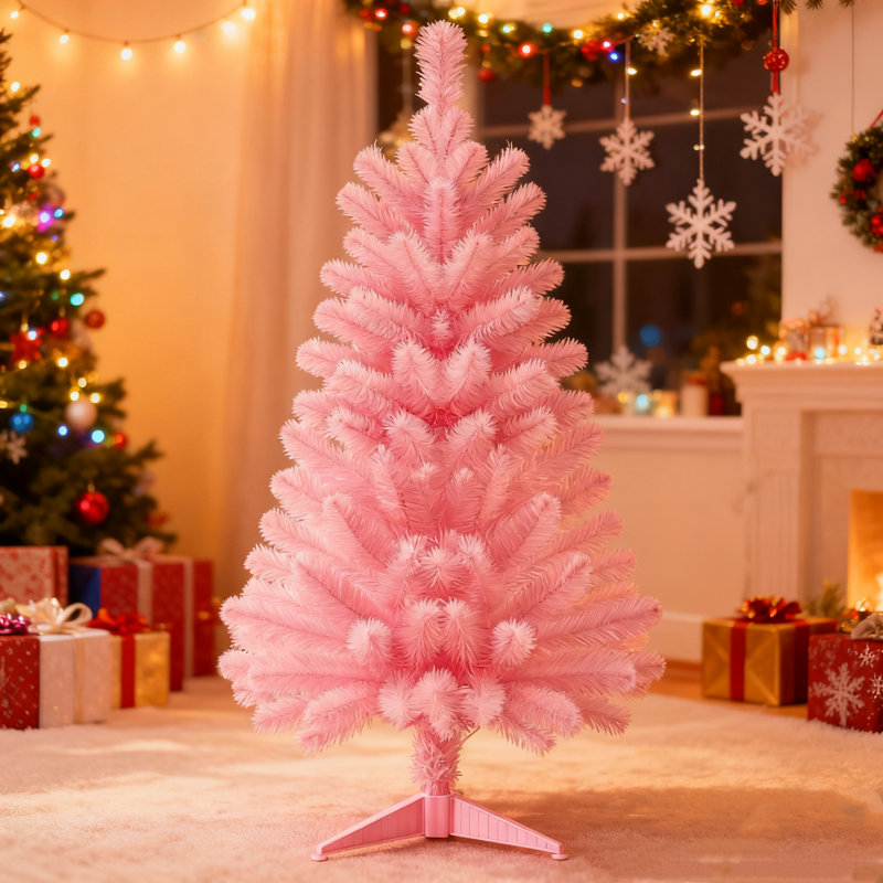 Arbre de Noël artificiel en PVC ignifuge avec charnières en métal 3 pi 160 pi et 3 pointes pour table de salle à manger