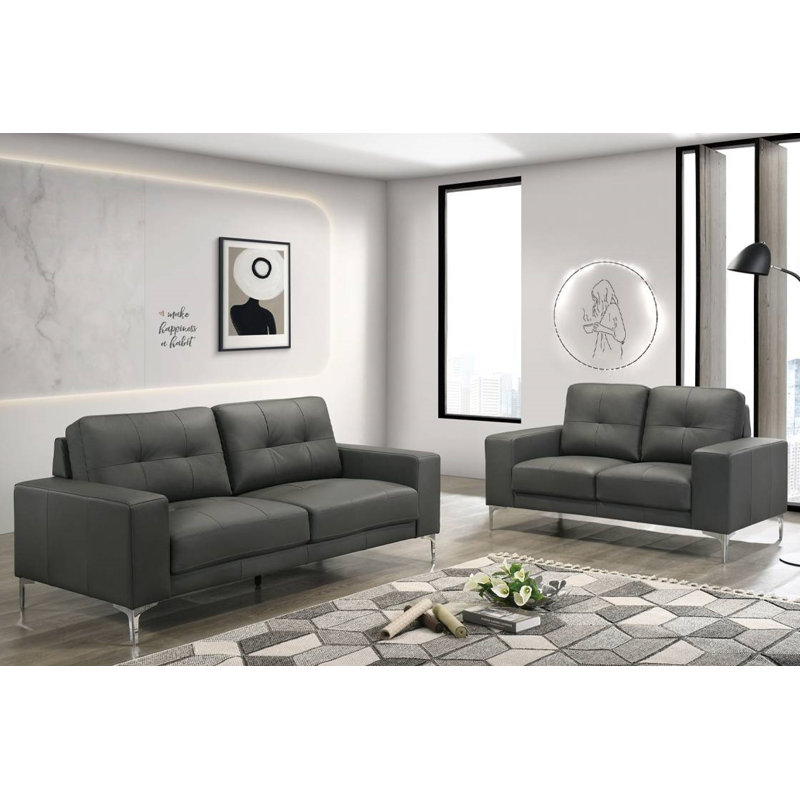 Ensemble de canapé en cuir 2 pièces Toccaro, Gris
