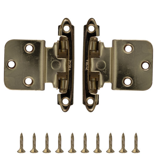 Non Self Closing, Free Swinging Variable Overlay Flush Cabinet Hinge Pair Polished Brass