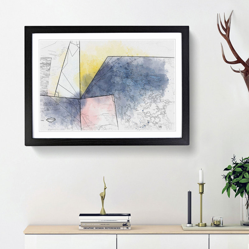 Geometric Angles in Abstract - Framed Print, 48cm H x 65cm W x 2cm D, Black Framed