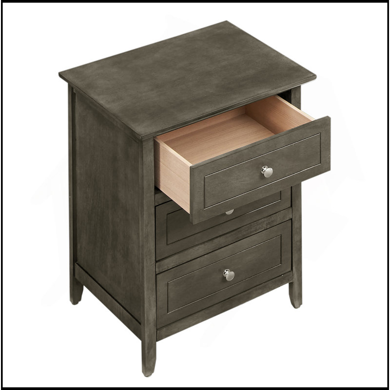 Table de chevet transitionnelle pour chambre à coucher, Gris