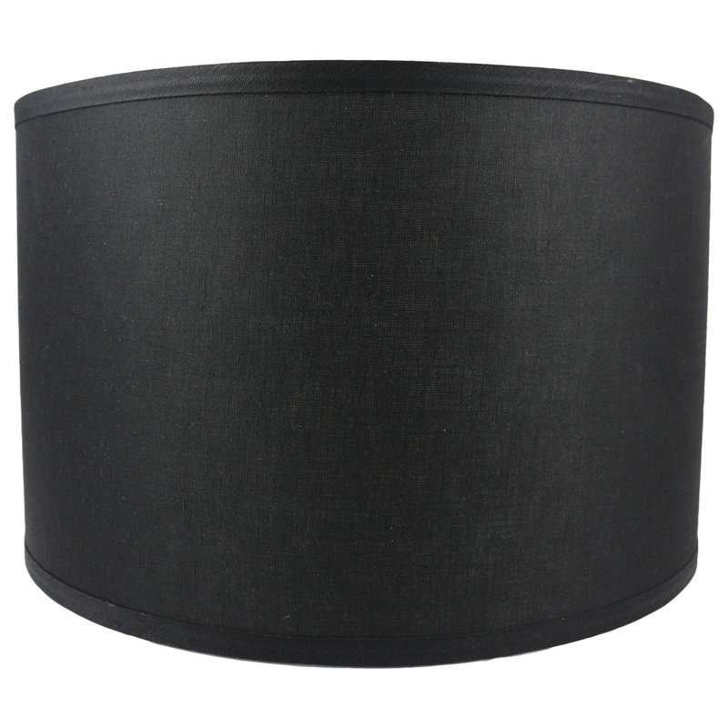 Abat-jour tambour en lin classique 16 po, Noir, noir, noir, noir