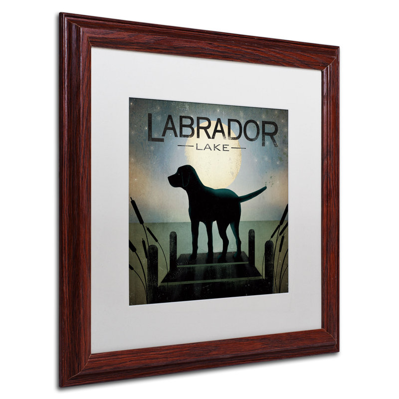 "oasis black dog labrador lake" par ryan fowler, impression encadrée, H 16 po x l 16 po, Blanc