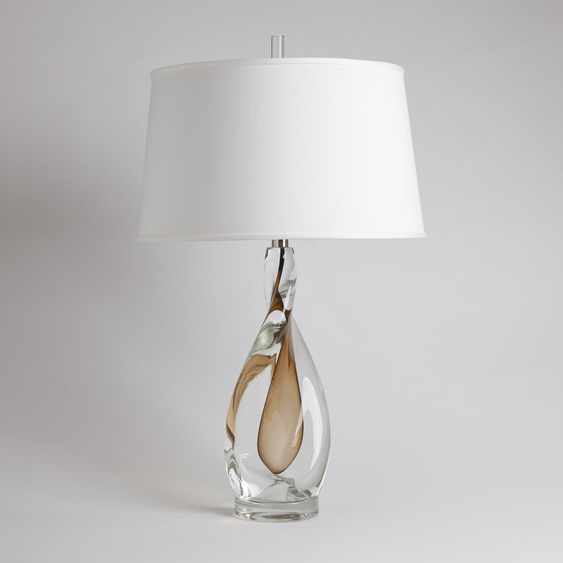 Lampe ambre torsadée avec abat-jour en soie