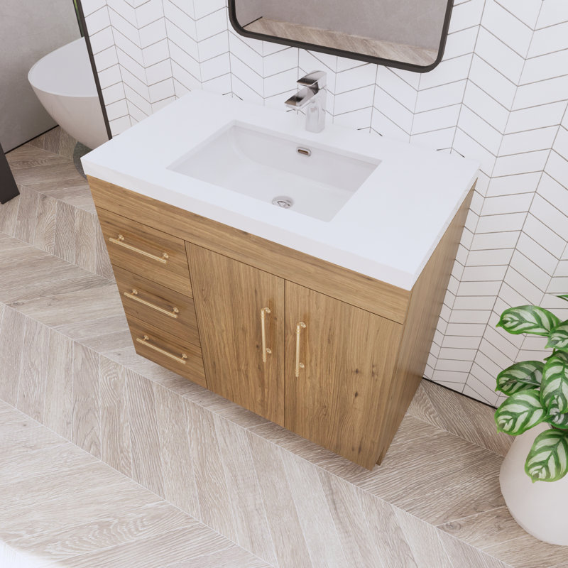 Ensemble de meuble-lavabo simple 36 po Maplesville, Chêne naturel
