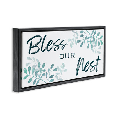 «Bless our Nest with Herbs», art mural encadré flottant doré, design par Marcus Prime