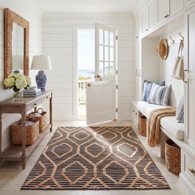 Tapis géométrique en jute et coton