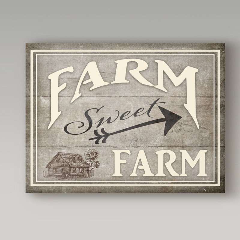 « farmst farm rustique », art textuel sur toile tendue, H 18 po x l 24 po x P 2 po