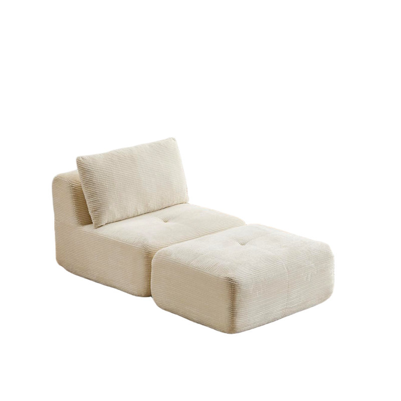 Canapé modulaire en mousse à mémoire de forme moderne, méridienne simple pour le salon, canapé modulaire Cloud pour animaux de compagnie, tissu en velours côtelé, repose-pieds mobile, aucun assemblage requis