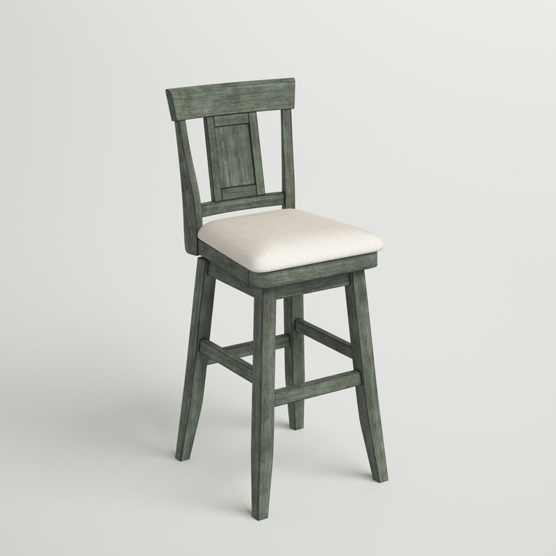 Fortville Swivel Upholstered Counter Stool, Antique Sage, Bar Stool (30.59” Seat Height)