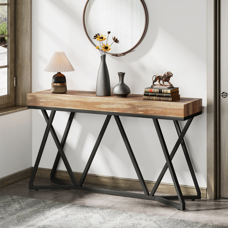Console de couloir simple en bois 55,11 "Warnack, Brun, Noir, noir, noir, noir