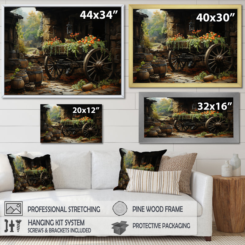 «Old Cart Cart Legacy» sur toile, Encadrement doré, H 30 po x l 40 po x P 1,5 po