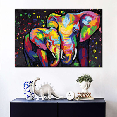 " Elephant Parent And Child Abstract Color " by Jude A