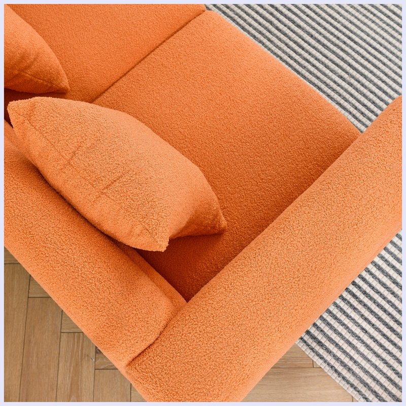 Shinaya Upholstered L-Shaped Sectional Symmetrical, Teddy Orange