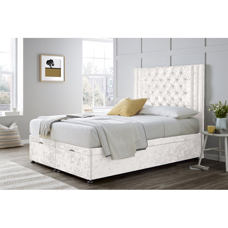 Divan Bed with 54" Floorstanding Headboard, White, Double (4'6)