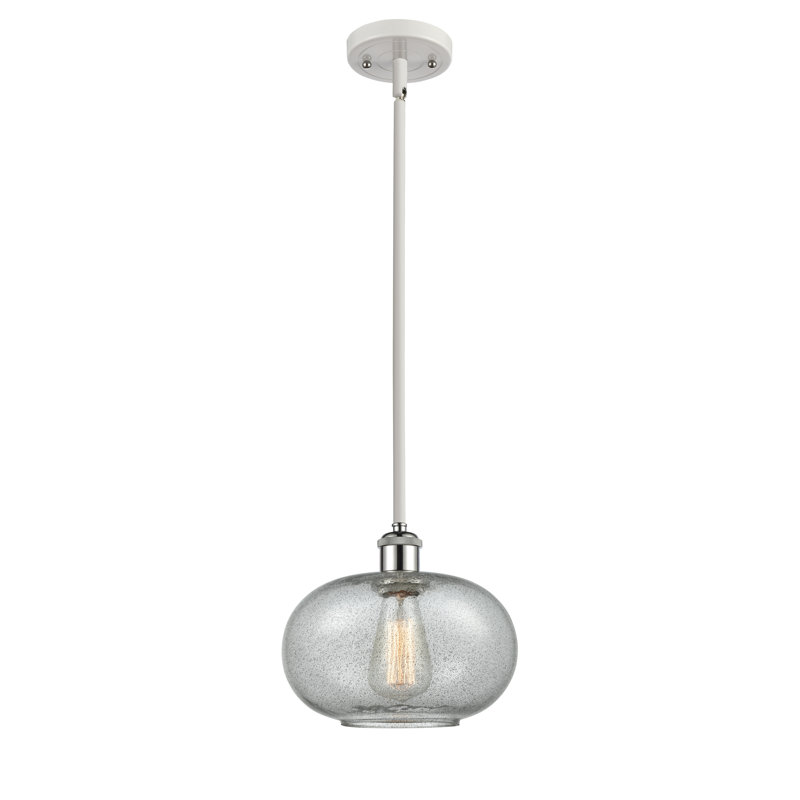 Luminaire sphère suspendu 1 lumières simple Bethlehem, Ampoule DEL rétro de 3,5 watts, Anthracite, Blanc et chrome poli