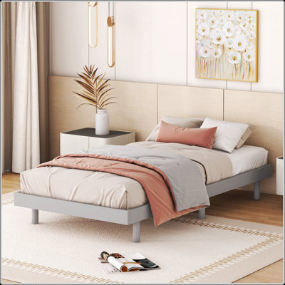 Modern Design Floating Platform Bed Frame With Durable Materials And Stylish Aesthetic For Enhanced Bedroom Decor