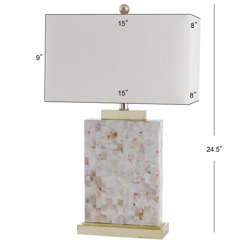 Ivory Shell Table Lamp Set with White Rectangular Shade