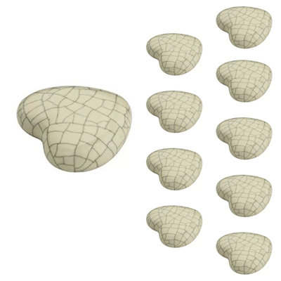 Crackled Heart 1-37/50 in. White Cabinet Knob