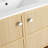 Bathroom Vanity With Vessel Sink, Wall-Mounted Floating White Rectangular Acrylic Integrated Basin Without Faucet, Striped Shelves Layer, Natural Woodgrain Colour