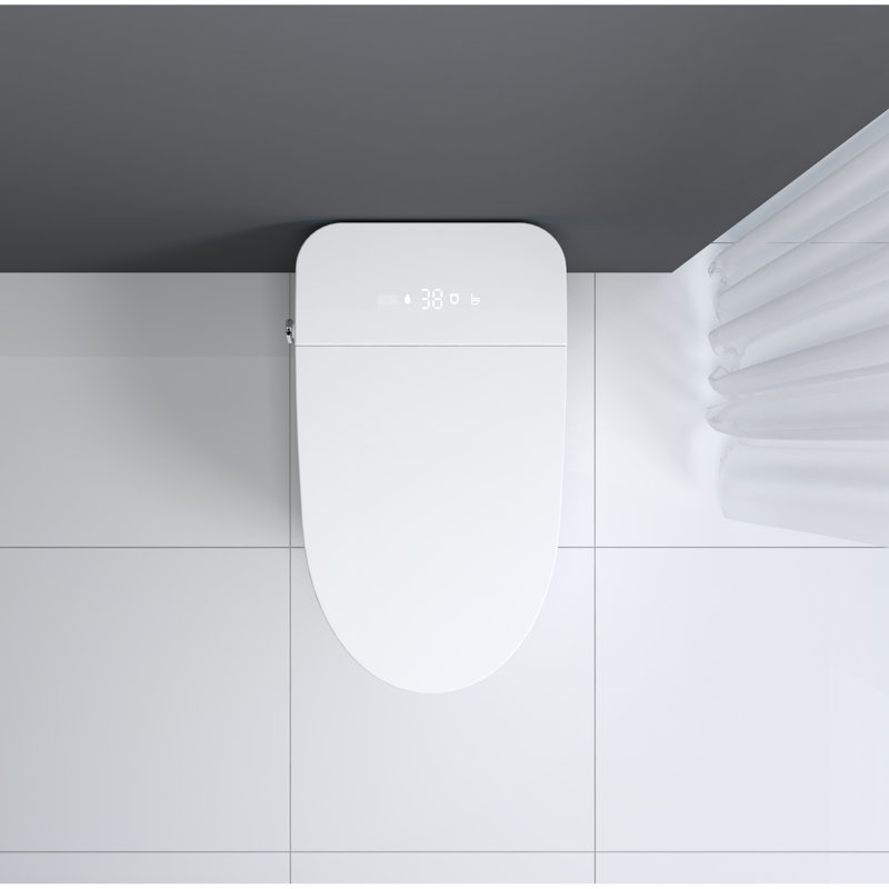 Luxury Toilet With Instant Warm Water, Led Display - White Smart Foot Sensor,