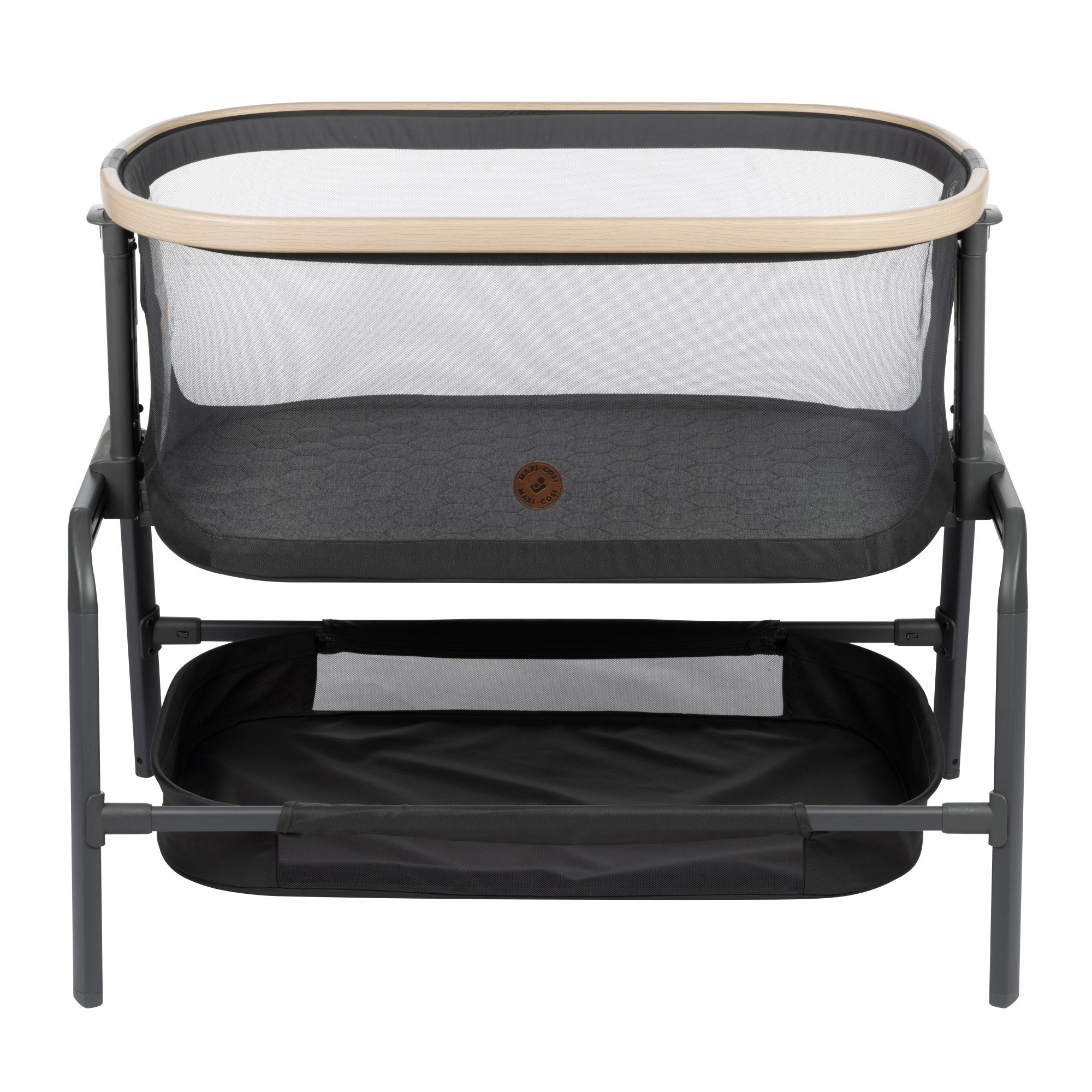 Iora Bedside Crib with Mattress, Light Gray