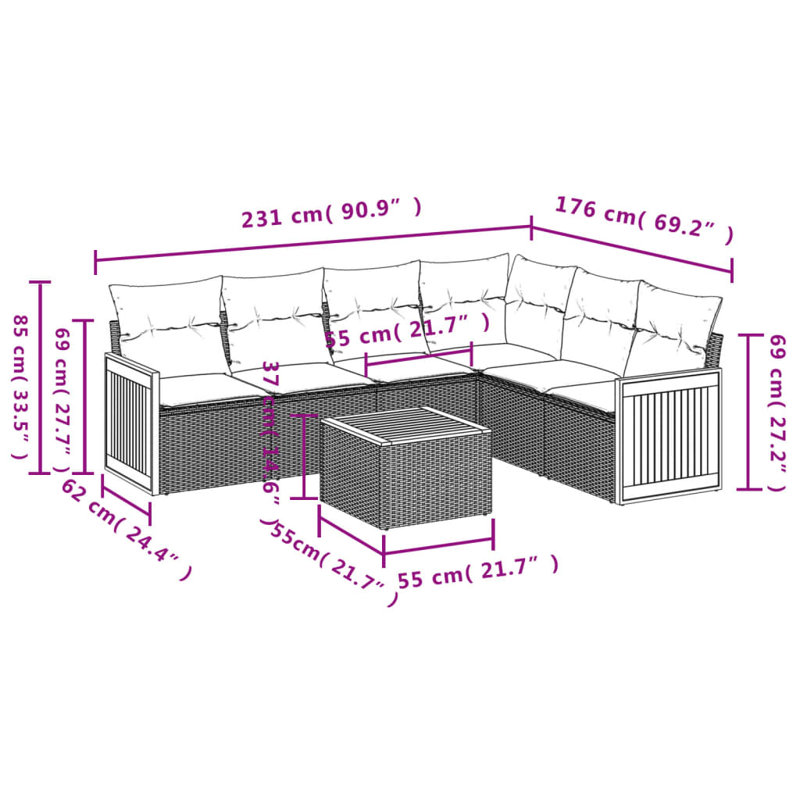 Ensemble de canapé de jardin Vidaxl beige, blanc crème