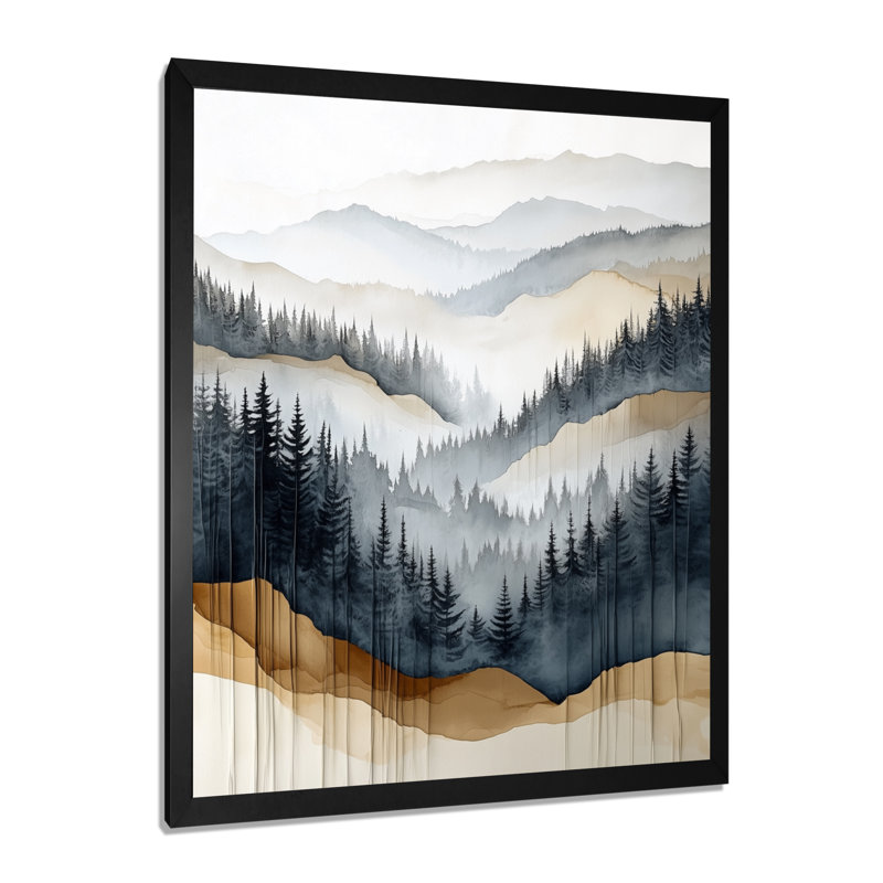 " Misty Evergreen Forest VI ", H 32 po x l 24 po, Cadre photo noir