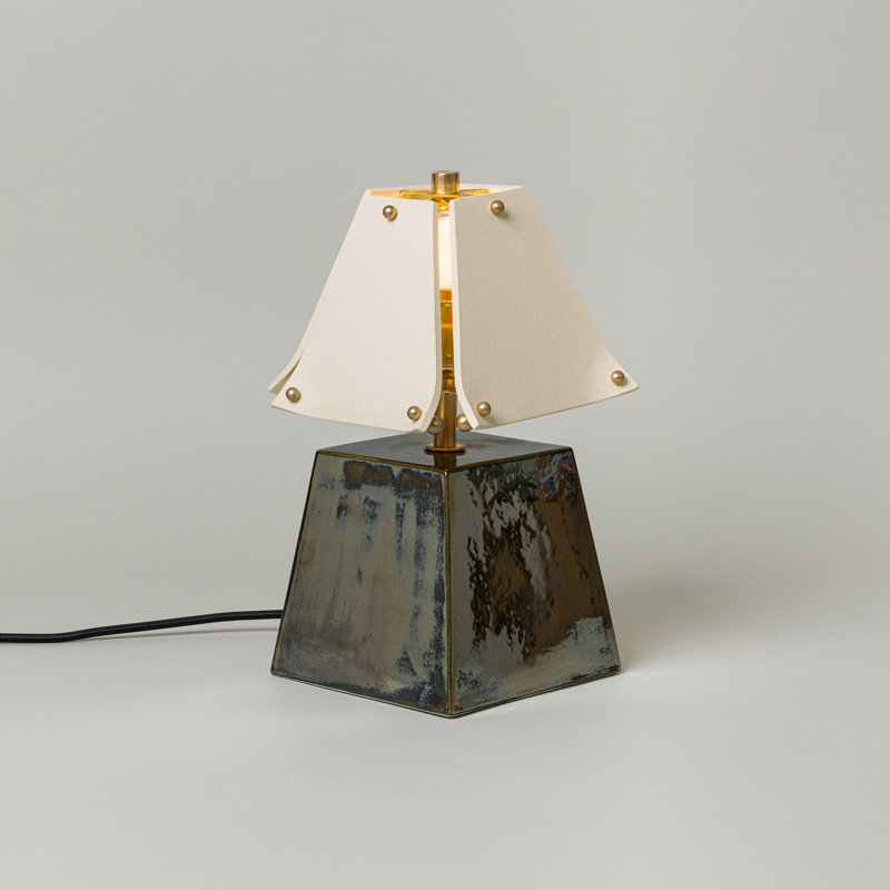 Osen Table Lamp, Obsidian, Bone, 13.5" H x 7.5" W x 7.5" D