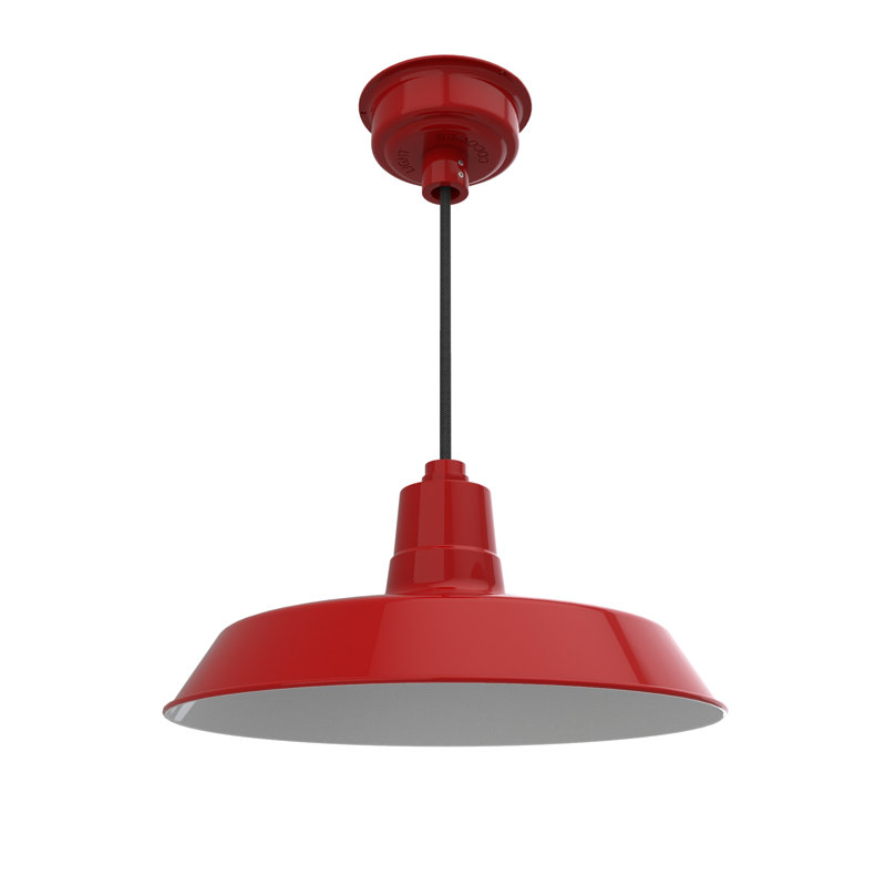 Luminaire suspendu 1 lumière del à simple dôme Haleigh, H 72 po x l 18 po x P 18 po, Rouge cerise