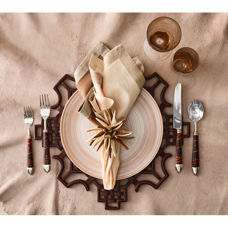 Dip Dye Linen Napkin, Natural/Brown/Gold