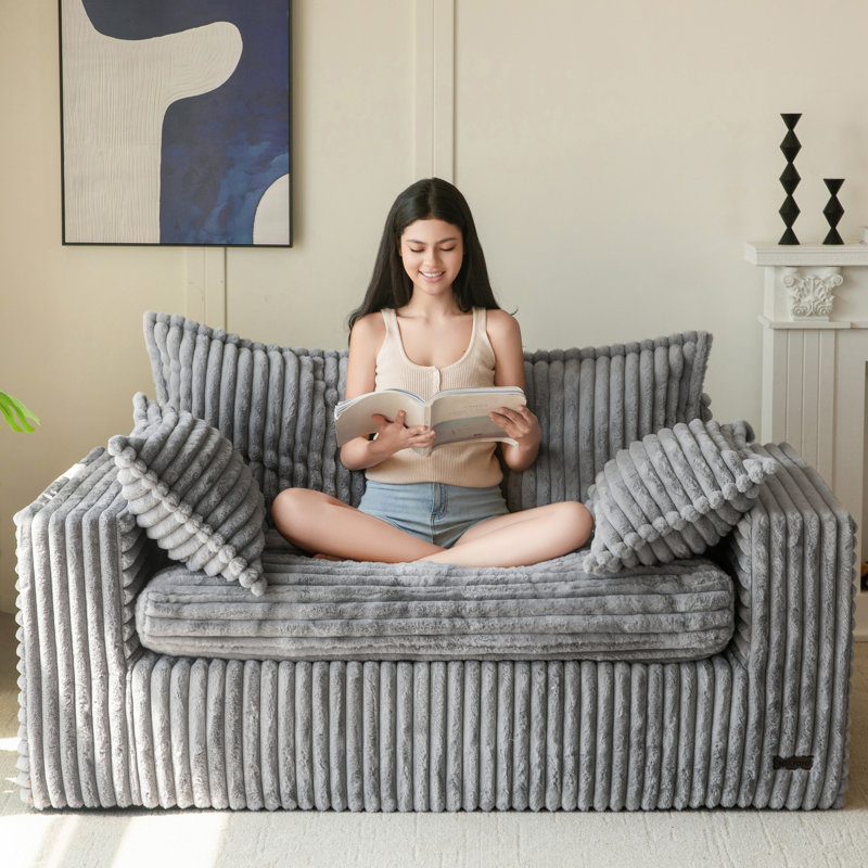 Fauteuil à billes Boneless, Gris, H 29 po x l 63 po x P 36 po