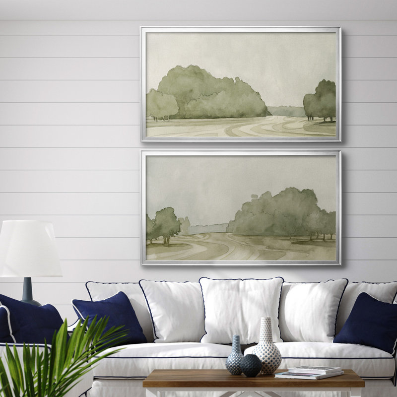 On Course I - Ensemble de 2 peintures sur toiles encadrées, H 21 po x l 18,5 po x P 1 po, Cadre argenté