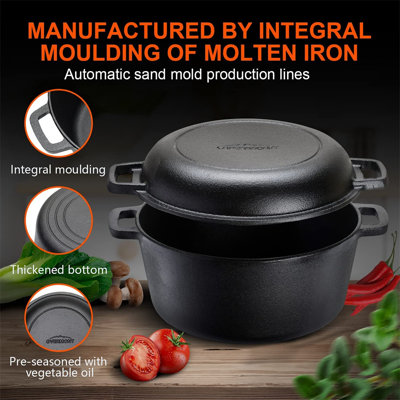 Belfry Kitchen Crewe 4.73 L Non-Stick Cast Iron Round Dutch Oven with Lid