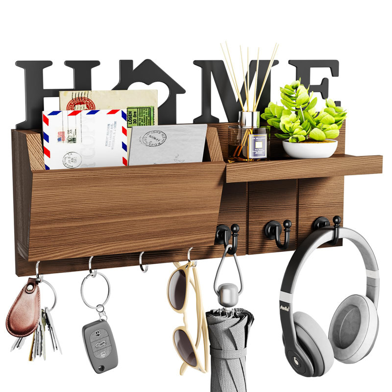 Manufactured Wood Wall Organizer, Brown