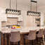 Éclairage pour îlot de cuisine Farmhouse, lustre rustique avec finition grain de bois, luminaire réglable à 6 lumières pour la salle à manger, la cuisine et le bar