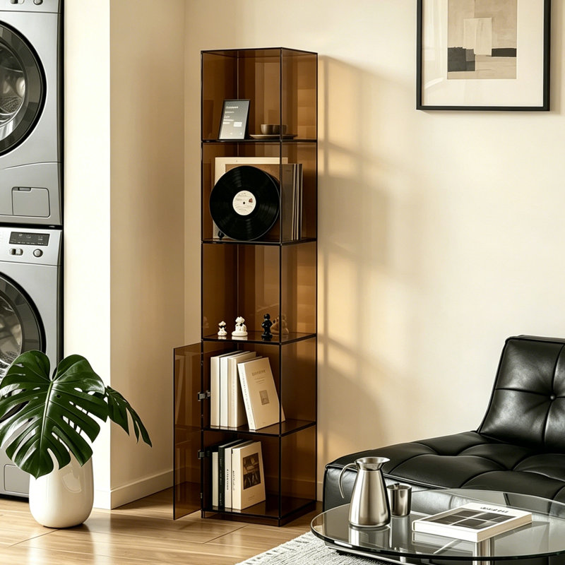 Acrylic storage display multi-level bookcase, Tan