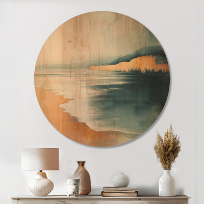 Blue and White Coastal Sands - Nature Round Wooden Wall Art