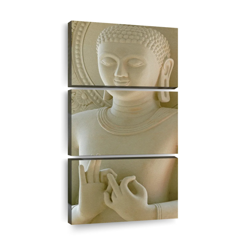 " Limestone Buddha " 3 - Pieces, 32" H x 15" W x 1.25" D