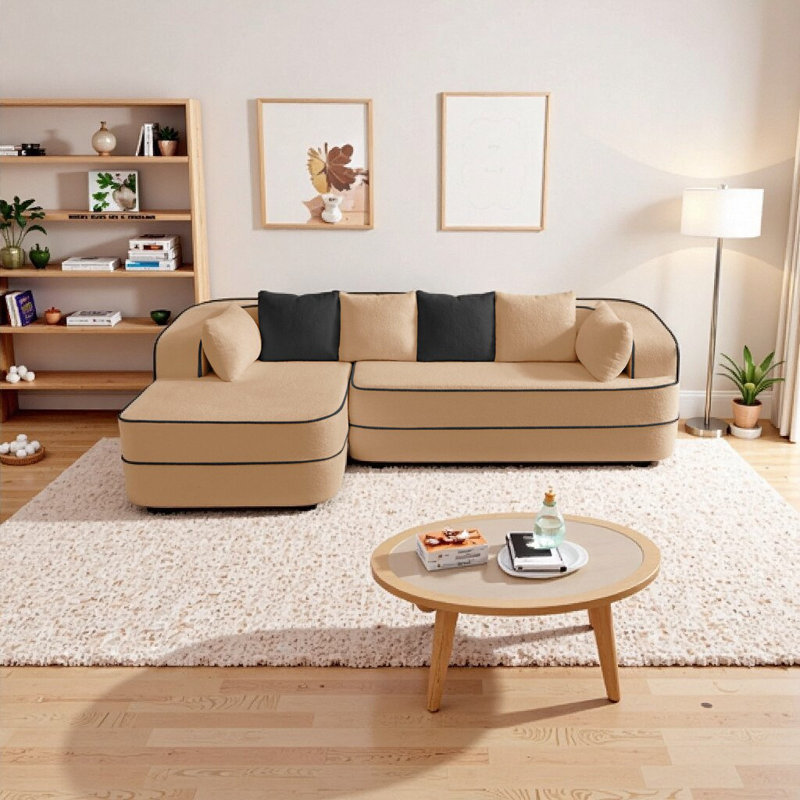 Canapé modulaire en velours Fluffy Teddy, Tanné