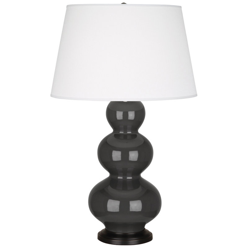 Triple Gourd Ceramic Table Lamp, Ash/Deep Patina Bronze, Deep Patina Bronze